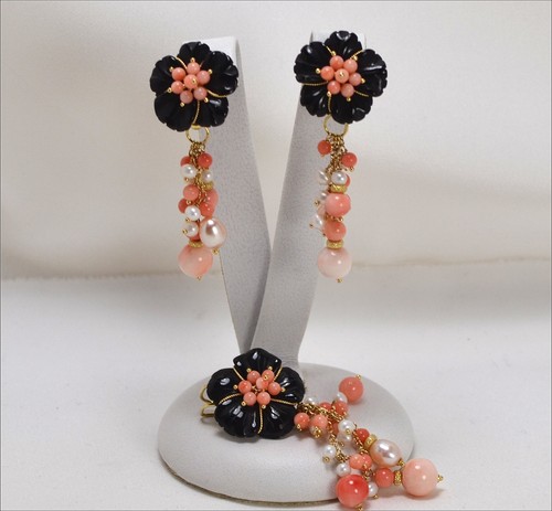 Parure fleurs onyx 20 - parure,