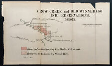 1885 - Crow Creek and old Winnebago ind. reservations - dakota - map carte 
