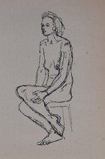 Claude Bonin-Pissarro (1921-2021) (169) - encre - nu féminin
