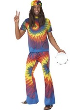 Costume Hippie Tie-Dye Adulte Années 60 70 Taille M
