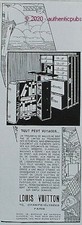 PUBLICITE LOUIS VUITTON MALLE ARMOIRE LIVRE MACHINE A ECRIRE PHONO DE 1928 AD