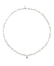Collier Perles D'Amour Or Diamant Aigue-Marine FWQ323 Comete Femme