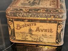 Rare boite de collection métallique Biscuit Cafe Avril vers 1930