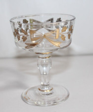 Verre à liqueur ancien en cristal gravé doré