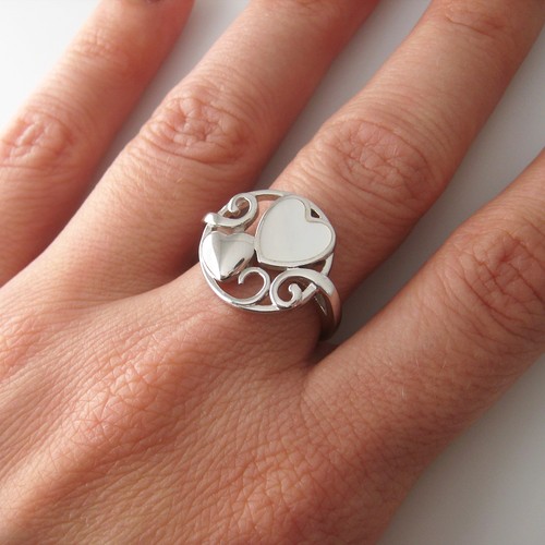 Bague ajourée coeurs nacre - 2,