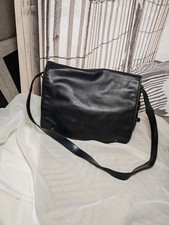 Sac besace vintage Sylvain Lefebvre cuir noir bandoulière homme femme