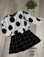 Catimini 3 Ans Fille : robe a pois noirs hiver TBE