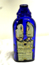 FLACON ANCIEN BOUTEILLE LOTION OCULAIRE BLEU COBALT OPTREX RINCE ŒIL MEDECINE