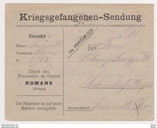 Carte en franchise militaire - Prisonniers de guerre - Romans