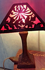 ANCIENNE LAMPE   ART DECO MAGNIFIQUE ABAT JOUR  D'ORIGINE.(MULLER DAUM Degué  )