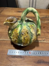 Superbe et rare barbotine ancien pichet melon 15 cm environ