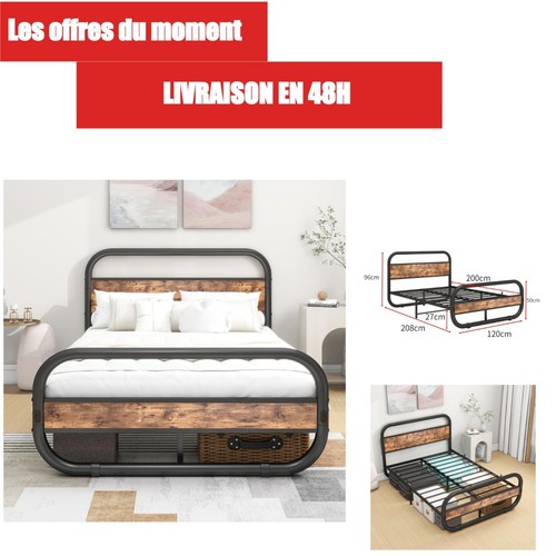 Cadre lit double bois et - cadre,