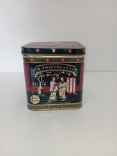 Rare Boîte Métal TWININGS Rétro Couvercle Grues  et Personnages Asiatique