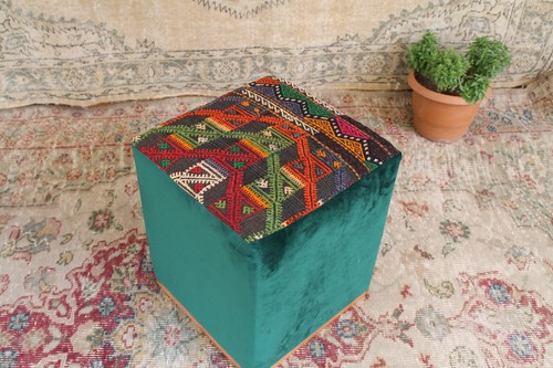 Vintage kilim pouf - kilim,