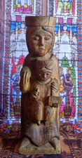 STATUE SCULPTURE SAINTE VIERGE MARIE ET ENFANT JESUS SUR BOIS VIRGIN MARY WOODEN