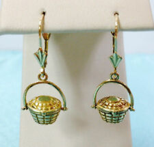 Boucles d'oreilles Or Jaune 14 Cts  Panier 3D - 3x1cm 4,2g