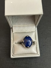 Bague en argent massif avec lapis-lazuli naturel