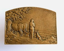 Plaque médaille bronze Art Nouveau Dupré antique vintage Bronze signed old medal