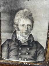 Tableau & Dessin Portrait Fusain Baron Capdeville Pau Antique Drawing