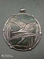 Broche pendentif Art Déco Art Nouveau signée LOYS LUCHA métal argenté et argent