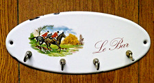 Accroche torchons ou clés mural en tôle émaillée "Le Bar" Décor chasse à courre