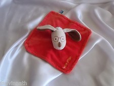 Doudou chien rouge, lunettes, plat, Sucre d'Orge