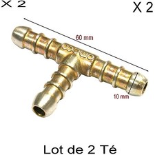 2 Raccord T Laiton,3 Voies,Eau,Gaz,Huile,Gazole, Tuyaux 7 à 10 mm,Air Comprimé