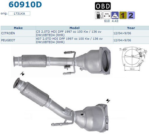 Pot catalytique peugeot 407 - pot,