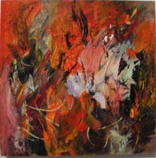 TABLEAU   n°  022   MURIEL BEUVE    cote AKOUN  60 cm x 60 cm