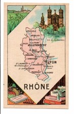Ancien chromo Chocolat Turenne  carte département du Rhône
