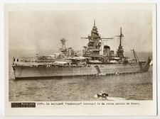 Cuirassé Dunkerque de retour de la revue navale de Brest - Photo ancienne 1937