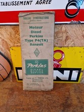 PERKINS moteur diesel P4 TA RENAULT tableau instructions notice d'entretien
