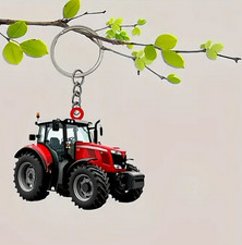 PORTE CLE CLEF tracteur rouge métal neuf agriculture