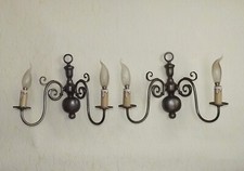 Paire de grandes appliques murales vintage français métal argenté double style flamand 5179
