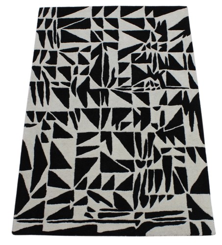Tapis noir beige 100 - tapis, laine