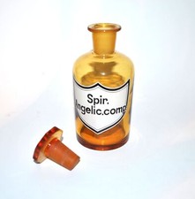 Bouteille d'apothicaire ancien Flacon pharmacie étiquette émaillé SPIN ANGELIC