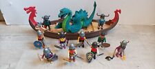 Playmobil lot Viking 10 guerriers armes bouclier casque + Nessie 3155 + Drakkar