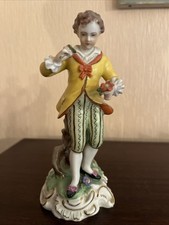 Polychrome, Figurine en porcelaine de Dresde marque bleue, Allemagne,