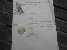 Facture Ancienne VAXELAIRE PIGNOT & Cie Vêtement pour Hommes NANCY 1922
