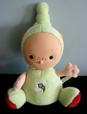 Y9. DOUDOU PELUCHE BERCHET LUTIN VERT ROUGE PAPILLON LIBELLULE POCHE DOS - TTBE