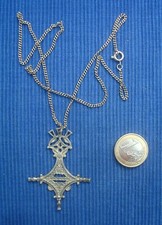 B31 Belle Croix Sud Agadez Touareg Pendentif + Chaine Argent Massif Ethnique