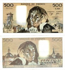 FRANCE Billet 500 FRANCS 1984 1985 1986 1987 1990 PASCAL XF/AU SPL QUASI NEUF