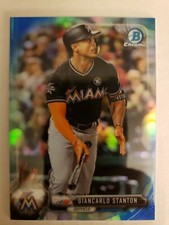 2017 BOWMAN CHROME GIANCARLO STANTON BLUE REFRACTOR #'D 122/150. BEAUTIFUL CARD.