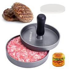 Presse à Burger Steak Haché + 100 Papiers Antiadhésifs - Diamètre 11.5cm Anti...