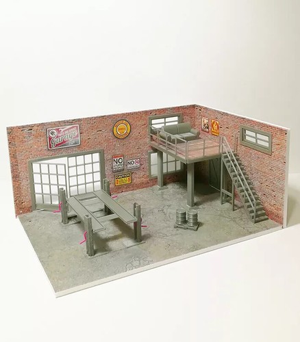 Kit diorama garage brique - garage,