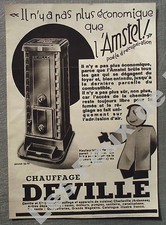 Publicité POELE AMSTEL CHAUFFAGE DEVILLE    1933 french advert