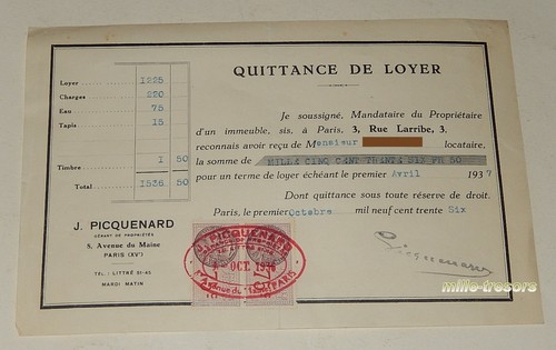Quittance loyer octobre - quittance,