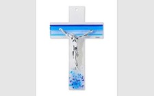 Crucifix cm 16 fabriqué artisanale dans Verre de Murano made in Italy