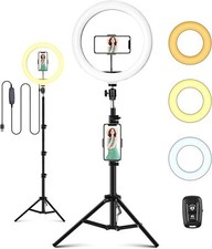 LED Selfie Ring Light avec Trépied Anneau Lumineux 10 avec Télécommande Wir