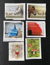 Lot de 6 timbres du Canada années Diverses - encore sur fragment H13